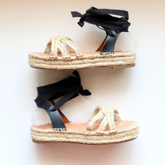 Madewell The Gwen Flat Platform Espadrille Ankle Tie Lace Up Jute Sandals 7.5 - Picture 13 of 16